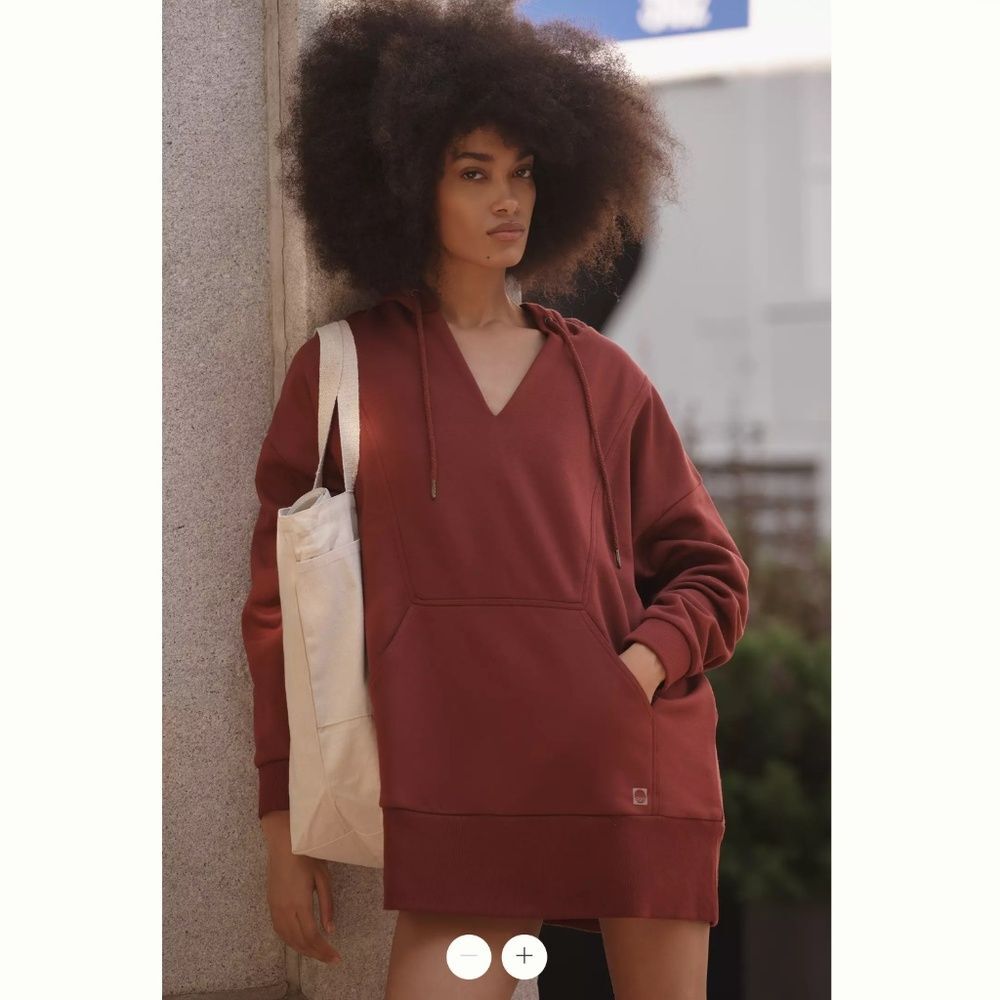 Worn OnceAnthropologie Daily Practice Casual Burgundy Hoodie Dress